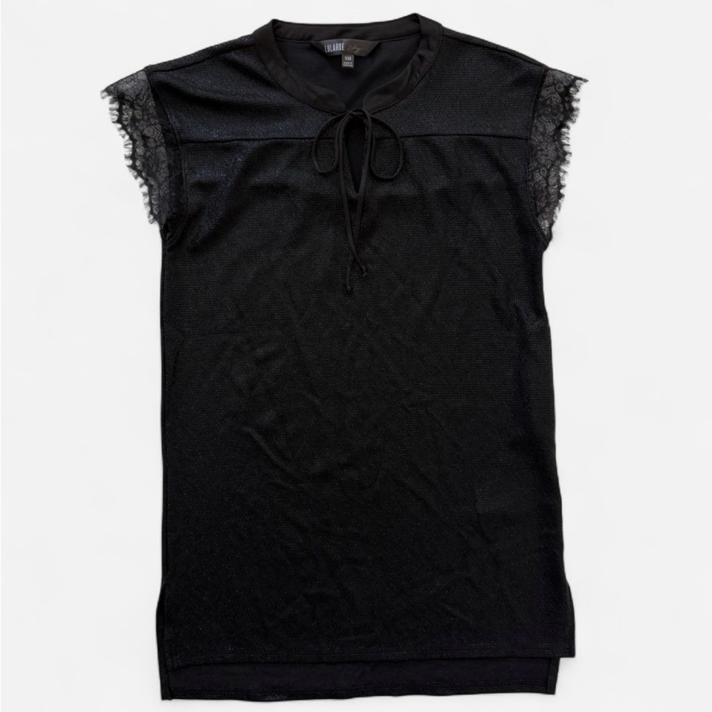 lularoe Black Lace Trim Tie-Neck Shell Top
